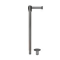 Montour Line Retractable Belt Removable Stanchion, 2ft Sat.Steel Post  11ft. Lt Gry MX530R-SS-LGY-110